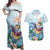 Hawaii Flamingo Couples Matching Off Shoulder Maxi Dress and Hawaiian Shirt Plumeria Tropical Beach