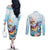 Hawaii Flamingo Couples Matching Off The Shoulder Long Sleeve Dress and Long Sleeve Button Shirt Plumeria Tropical Beach