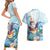 Hawaii Flamingo Couples Matching Short Sleeve Bodycon Dress and Hawaiian Shirt Plumeria Tropical Beach