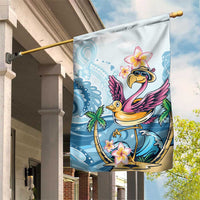 Hawaii Flamingo Garden Flag Plumeria Tropical Beach LT01 House Flag Blue - Polynesian Pride