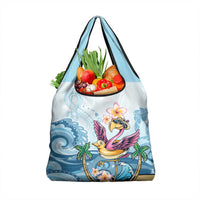 Hawaii Flamingo Grocery Bag Plumeria Tropical Beach LT01 1-pack One Size Blue - Polynesian Pride