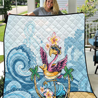 Hawaii Flamingo Quilt Plumeria Tropical Beach LT01 Blue - Polynesian Pride