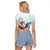 Hawaii Flamingo Raglan Cropped T Shirt Plumeria Tropical Beach