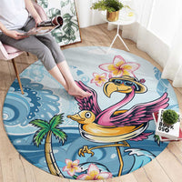 Hawaii Flamingo Round Carpet Plumeria Tropical Beach LT01 - Polynesian Pride