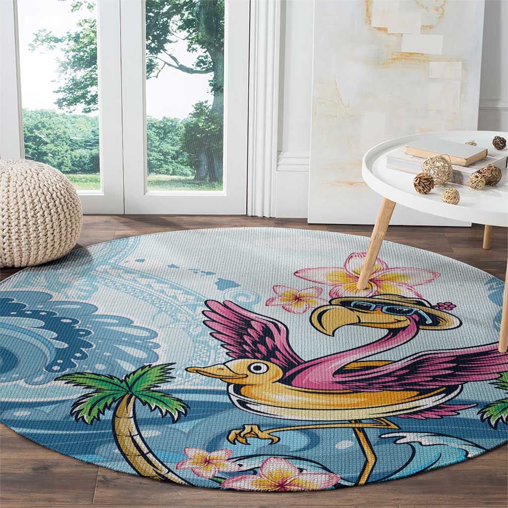 Hawaii Flamingo Round Carpet Plumeria Tropical Beach LT01 - Polynesian Pride