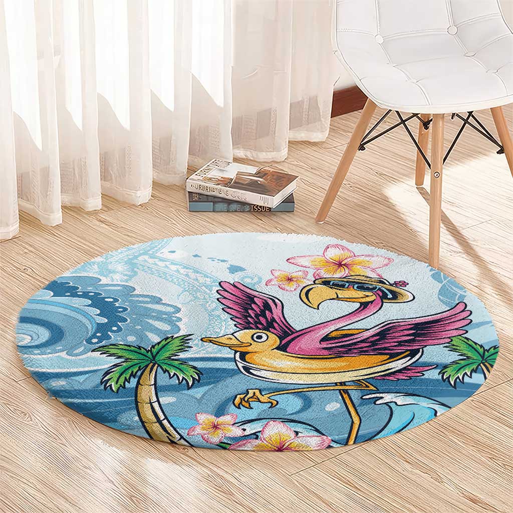 Hawaii Flamingo Round Carpet Plumeria Tropical Beach LT01 - Polynesian Pride