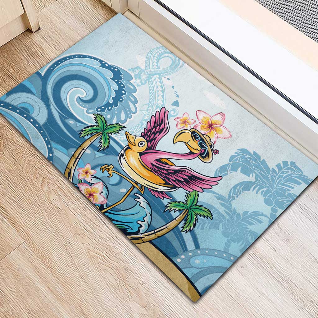 Hawaii Flamingo Rubber Doormat Plumeria Tropical Beach LT01 - Polynesian Pride