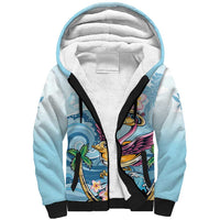 Hawaii Flamingo Sherpa Hoodie Plumeria Tropical Beach LT01 Unisex Blue - Polynesian Pride