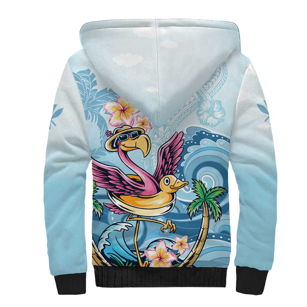 Hawaii Flamingo Sherpa Hoodie Plumeria Tropical Beach LT01 - Polynesian Pride