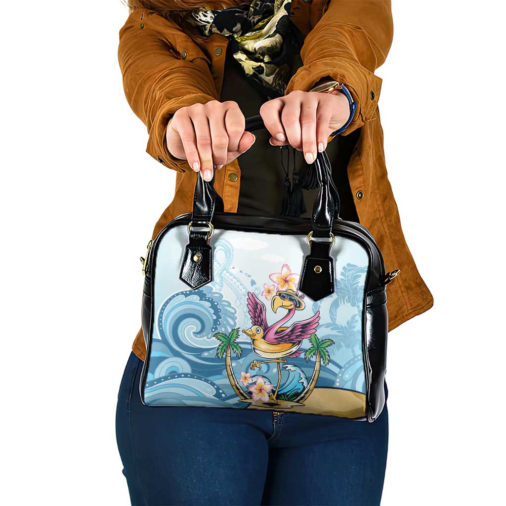 Hawaii Flamingo Shoulder Handbag Plumeria Tropical Beach LT01 One Size Blue - Polynesian Pride