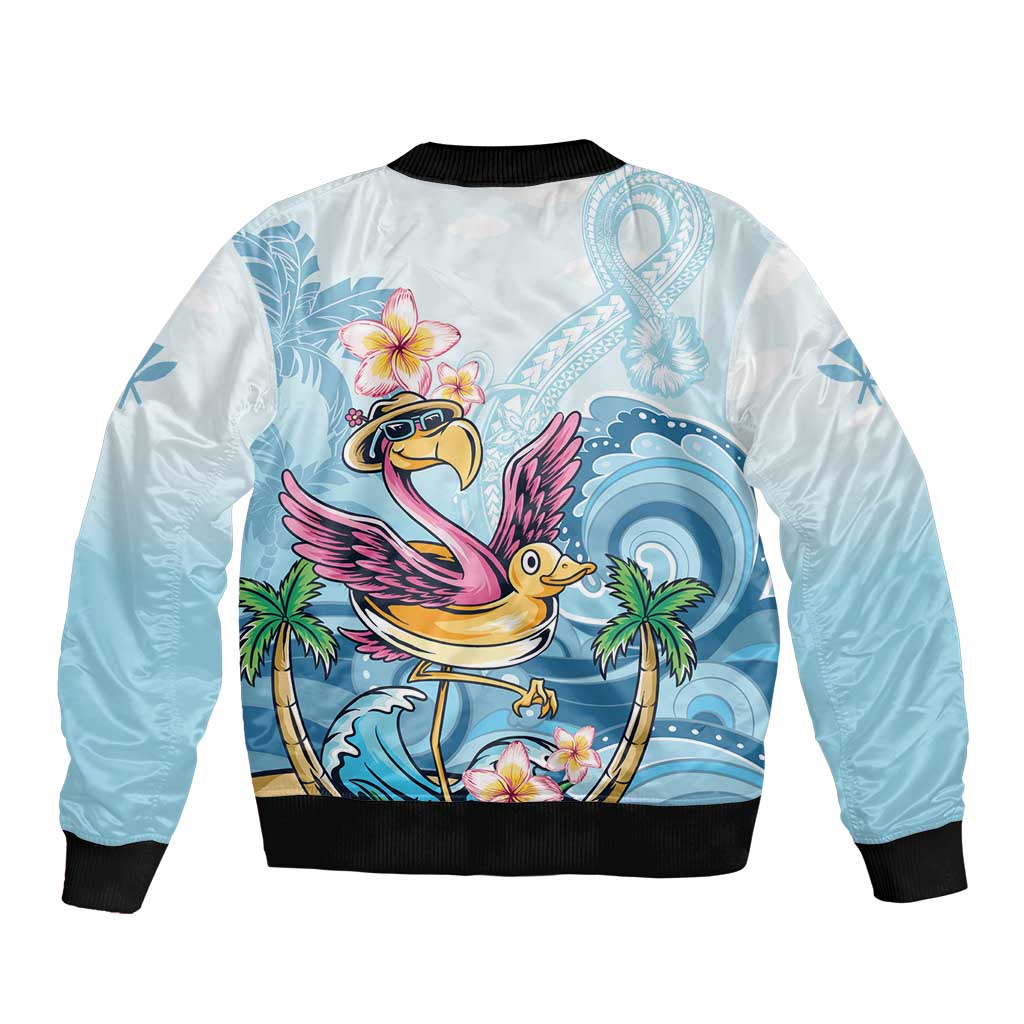 Hawaii Flamingo Sleeve Zip Bomber Jacket Plumeria Tropical Beach LT01 - Polynesian Pride