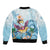 Hawaii Flamingo Sleeve Zip Bomber Jacket Plumeria Tropical Beach