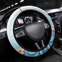 Hawaii Flamingo Steering Wheel Cover Plumeria Tropical Beach LT01 Universal Fit Blue - Polynesian Pride