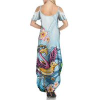 Hawaii Flamingo Summer Maxi Dress Plumeria Tropical Beach LT01 - Polynesian Pride