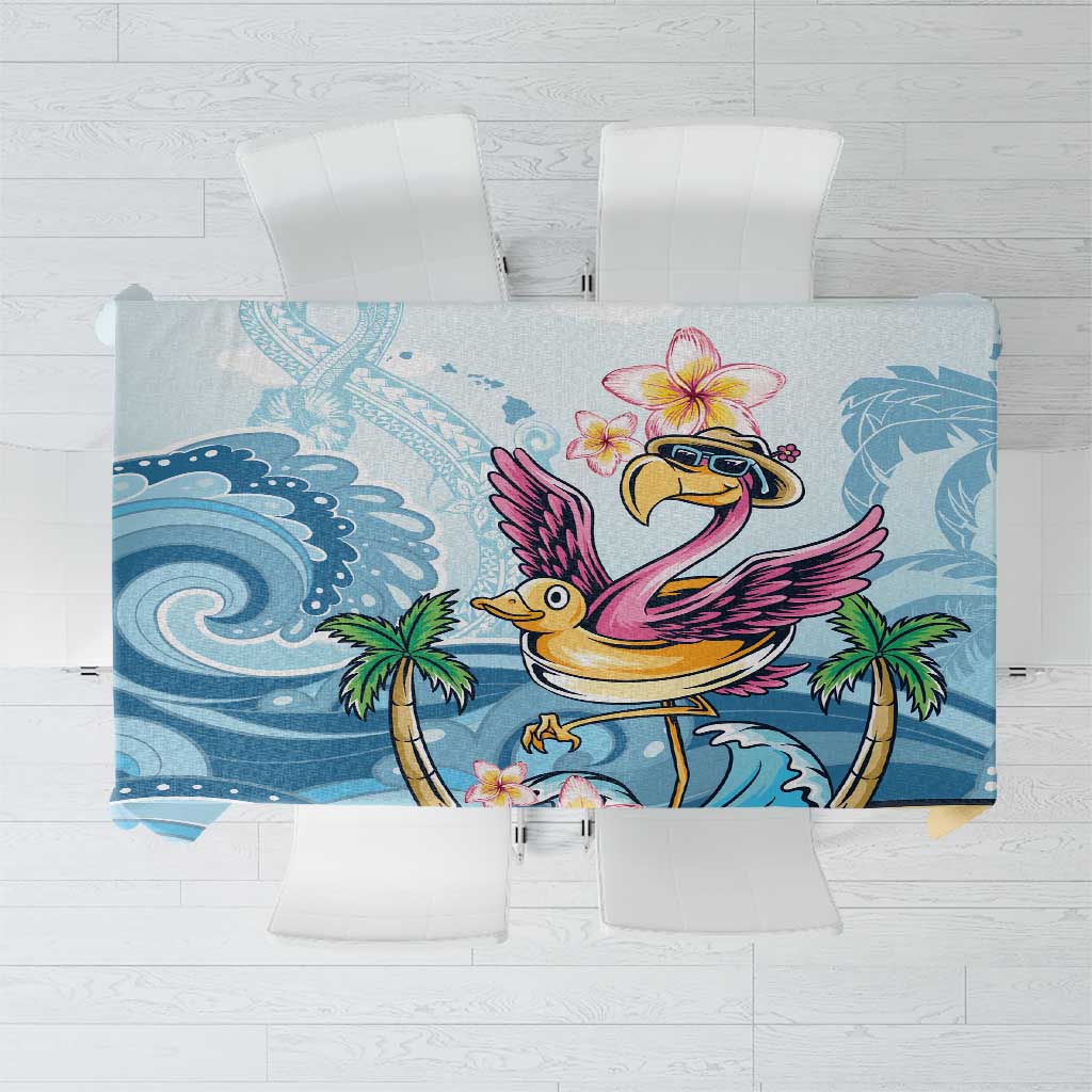 Hawaii Flamingo Tablecloth Plumeria Tropical Beach LT01 Blue - Polynesian Pride