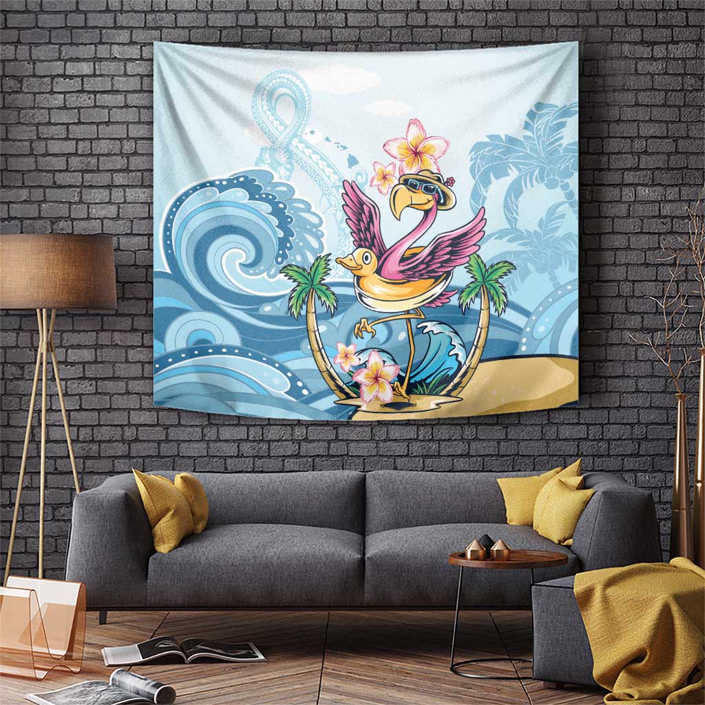 Hawaii Flamingo Tapestry Plumeria Tropical Beach LT01 Blue - Polynesian Pride