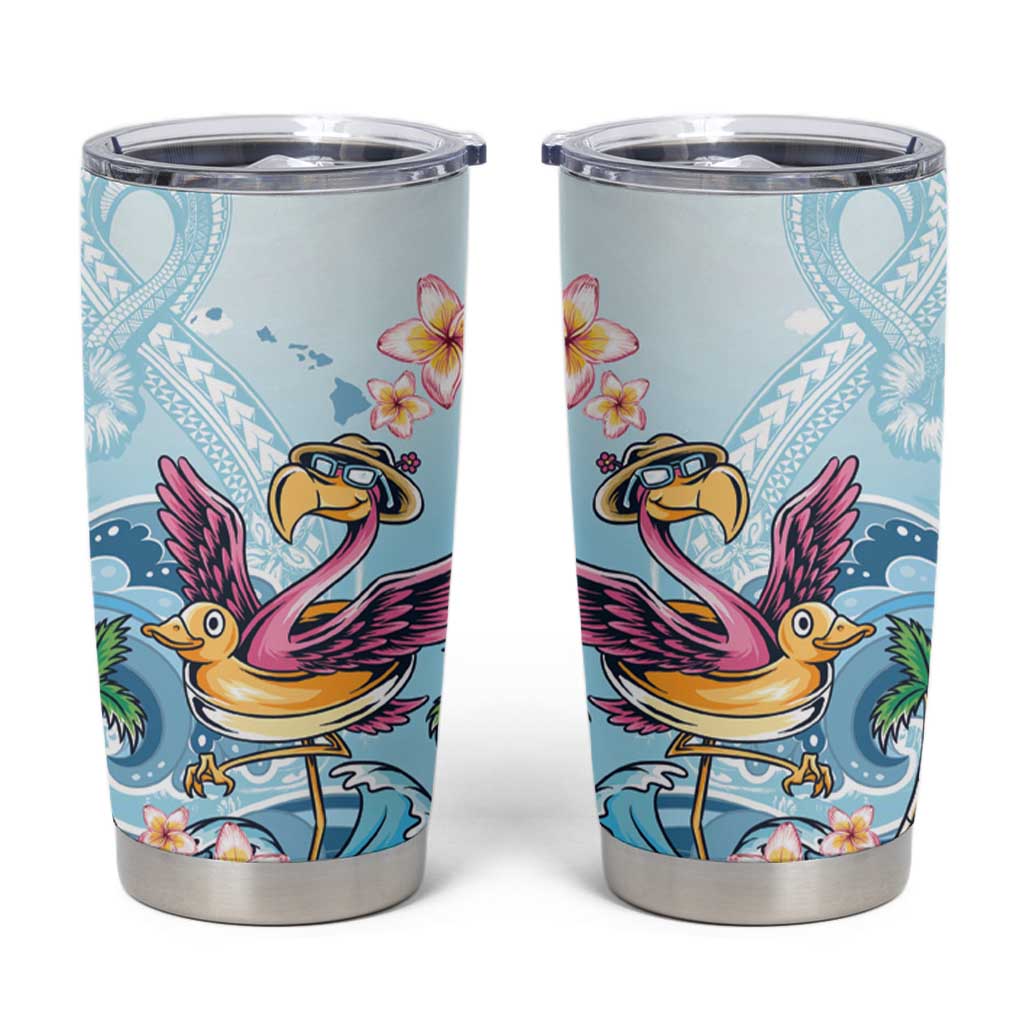 Hawaii Flamingo Tumbler Cup Plumeria Tropical Beach LT01 Blue - Polynesian Pride