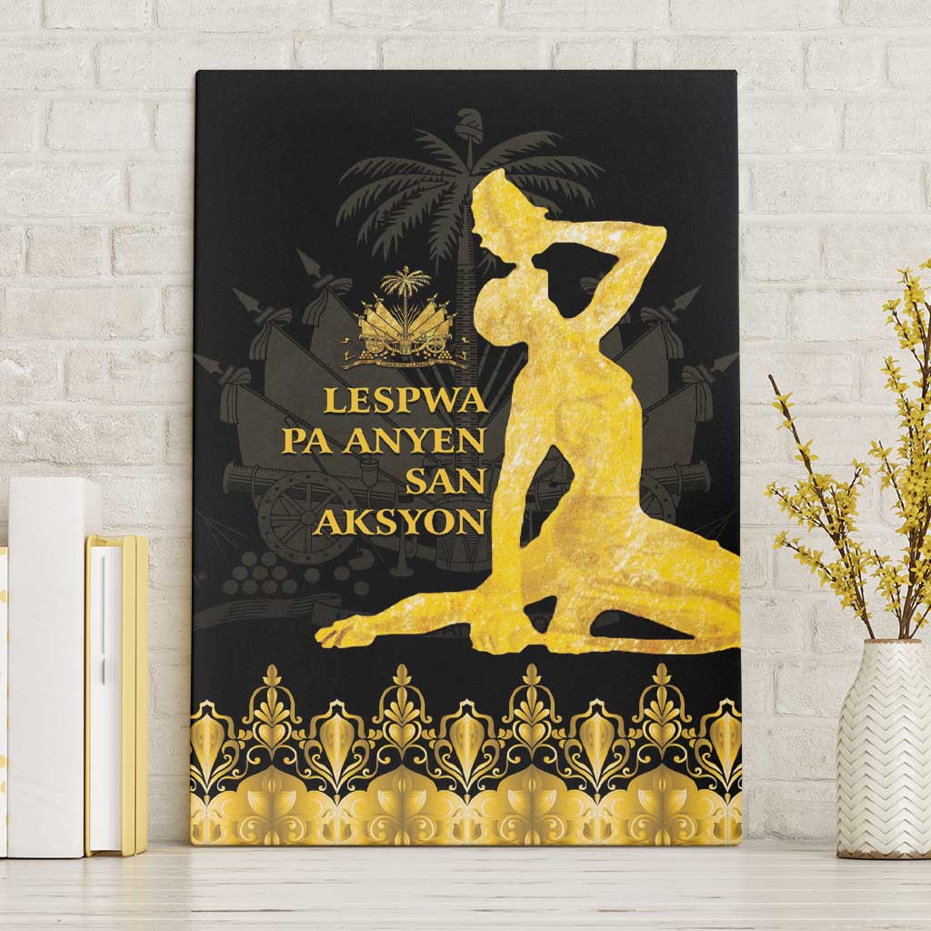 Haiti Neg Marron Gold Canvas Wall Art Lespwa pa anyen san aksyon