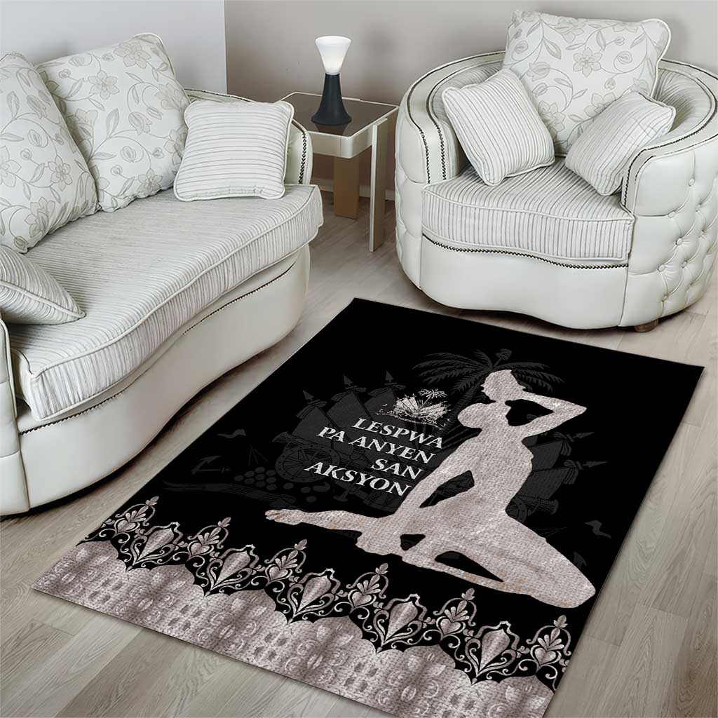 Haiti Neg Marron Silver Area Rug Hope is Nothing Without Action LT01 - Polynesian Pride