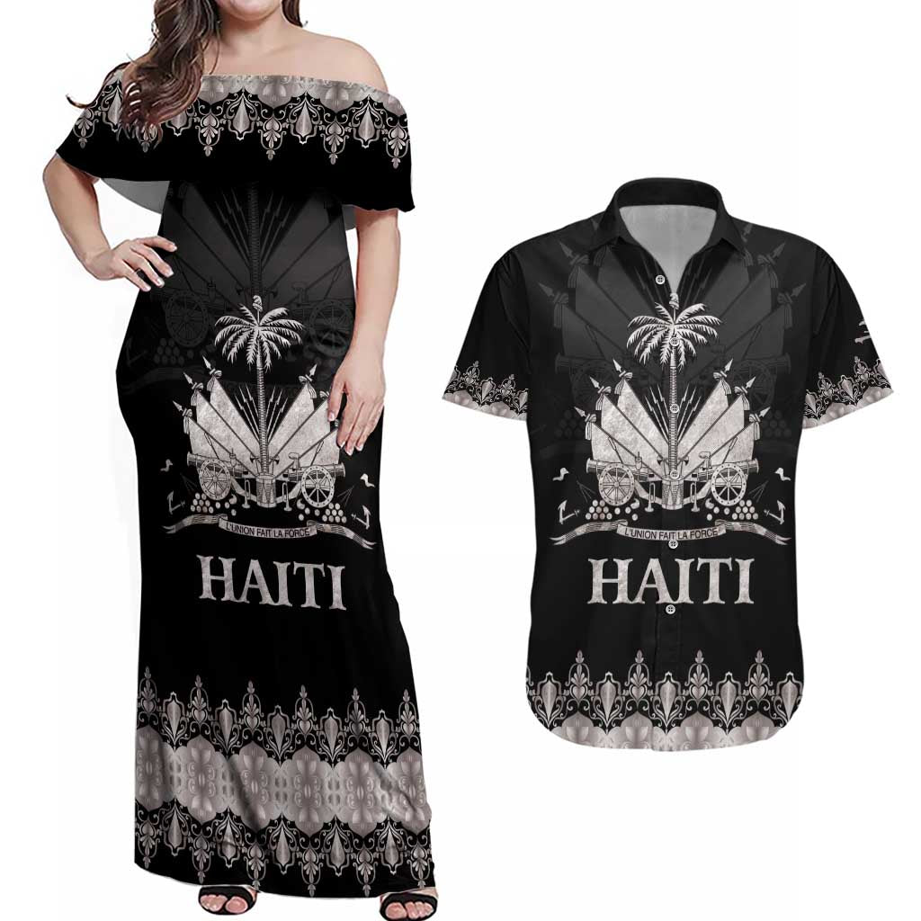 Haiti Neg Marron Silver Couples Matching Off Shoulder Maxi Dress and Hawaiian Shirt Hope is Nothing Without Action