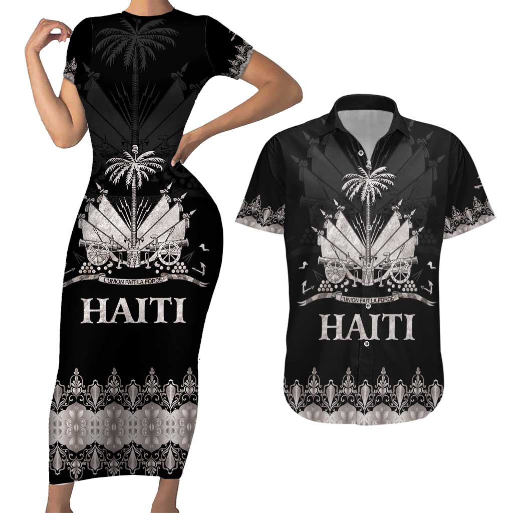 Haiti Neg Marron Silver Couples Matching Short Sleeve Bodycon Dress and Hawaiian Shirt Hope is Nothing Without Action