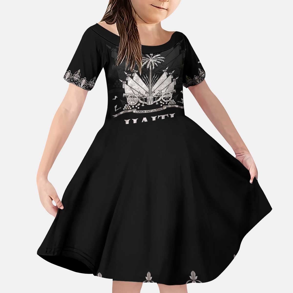 Haiti Neg Marron Silver Kid Short Sleeve Dress Hope is Nothing Without Action LT01 KID Silver - Polynesian Pride