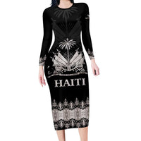 Haiti Neg Marron Silver Long Sleeve Bodycon Dress Hope is Nothing Without Action LT01 Long Dress Silver - Polynesian Pride
