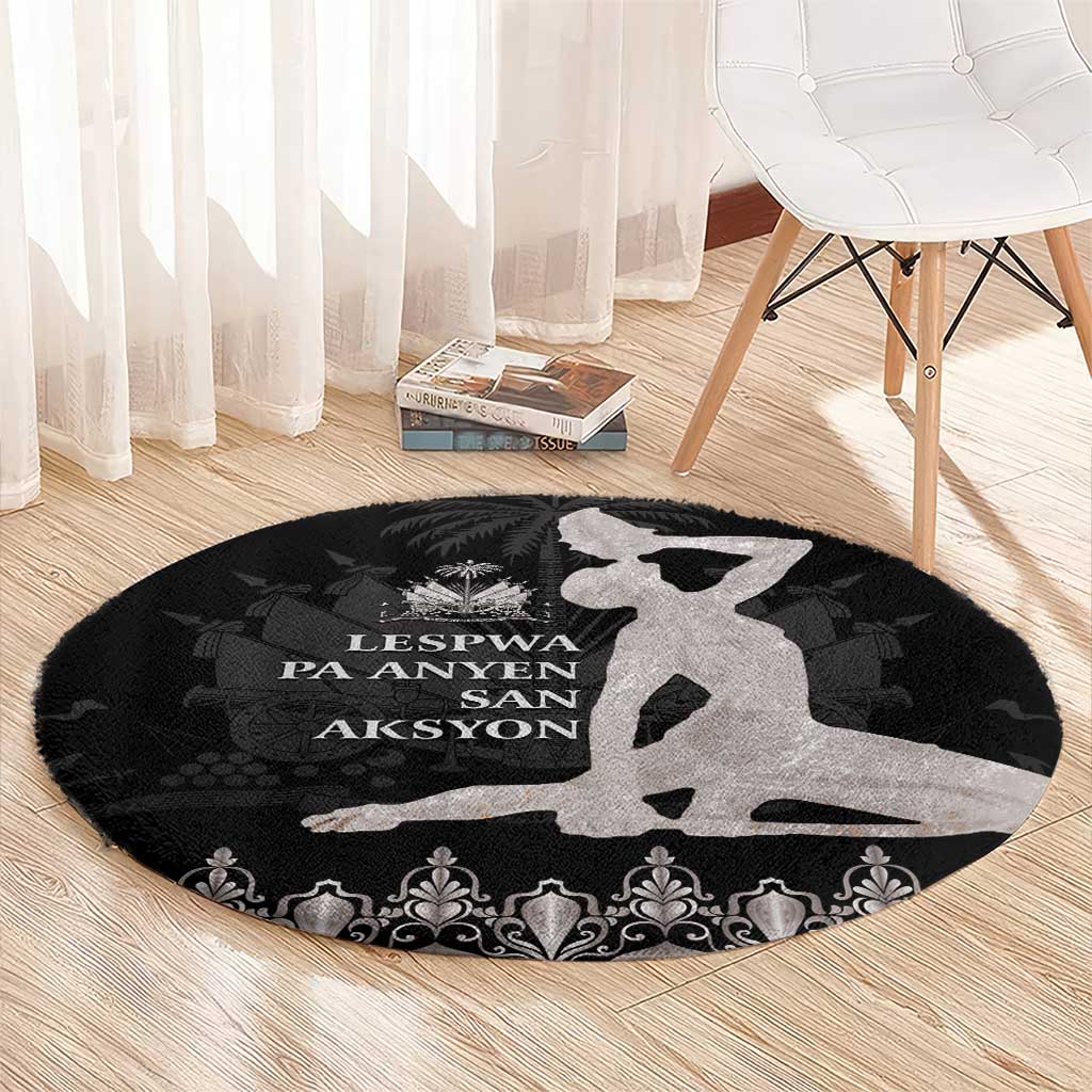 Haiti Neg Marron Silver Round Carpet Hope is Nothing Without Action LT01 - Polynesian Pride