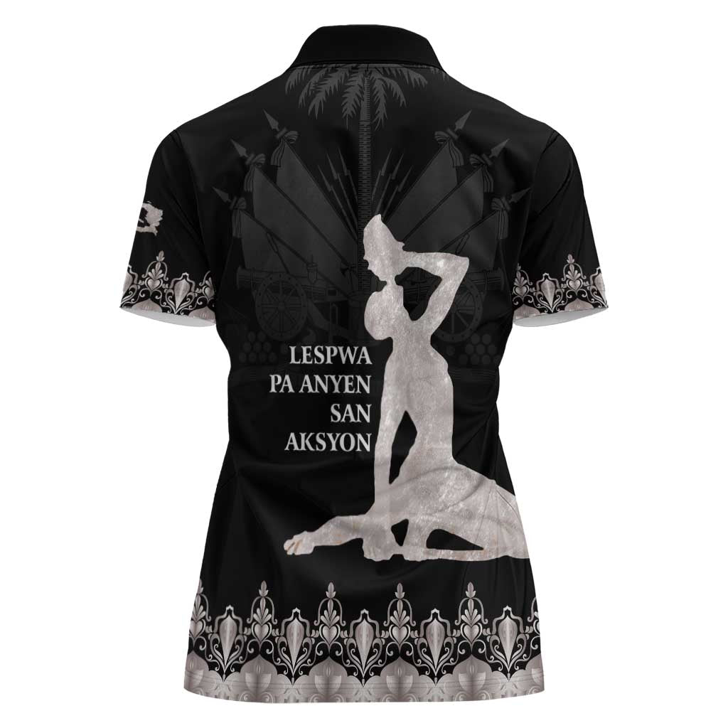 Haiti Neg Marron Silver Women Polo Shirt Hope is Nothing Without Action LT01 - Polynesian Pride