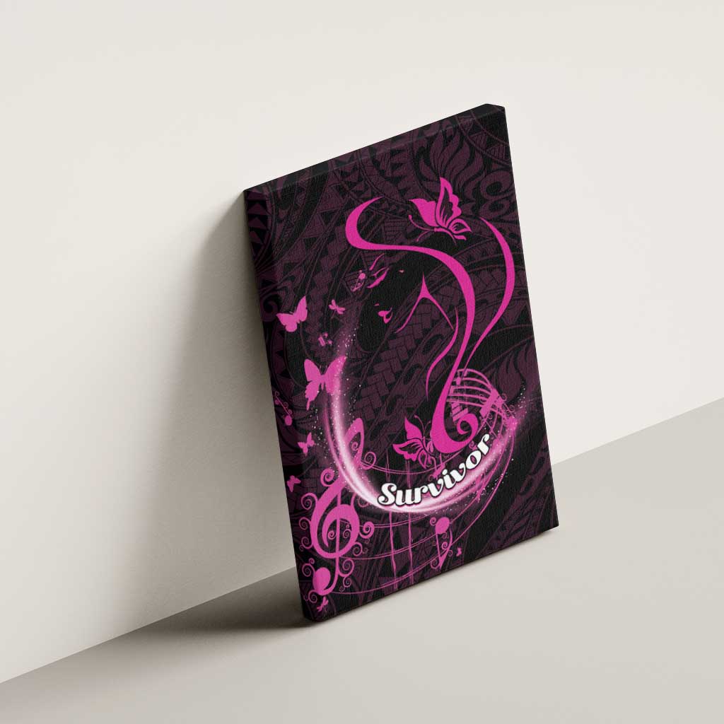Survivor Melody Pink Canvas Wall Art Breast Cancer Polynesian Pattern LT01 - Polynesian Pride