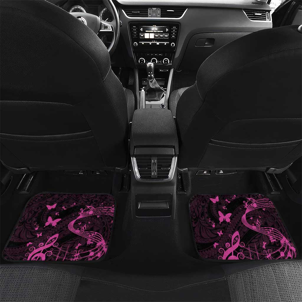 Survivor Melody Pink Car Mats Breast Cancer Polynesian Pattern LT01 Set 2pcs - Back Pink - Polynesian Pride