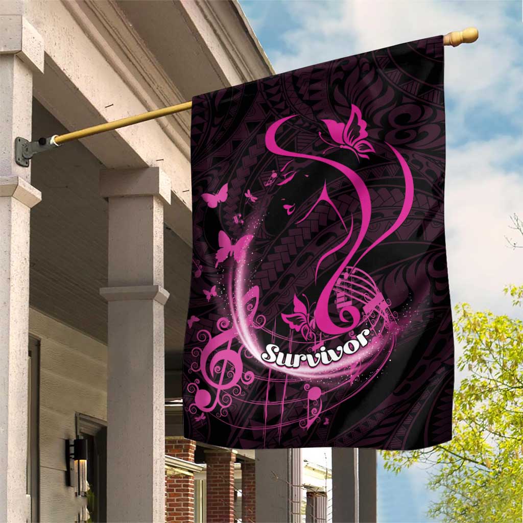 Survivor Melody Pink Garden Flag Breast Cancer Polynesian Pattern LT01 House Flag Pink - Polynesian Pride