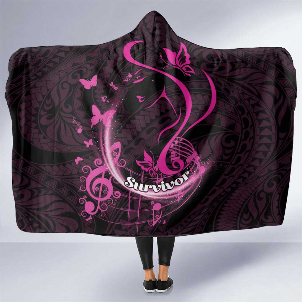 Survivor Melody Pink Hooded Blanket Breast Cancer Polynesian Pattern LT01 One Size Pink - Polynesian Pride