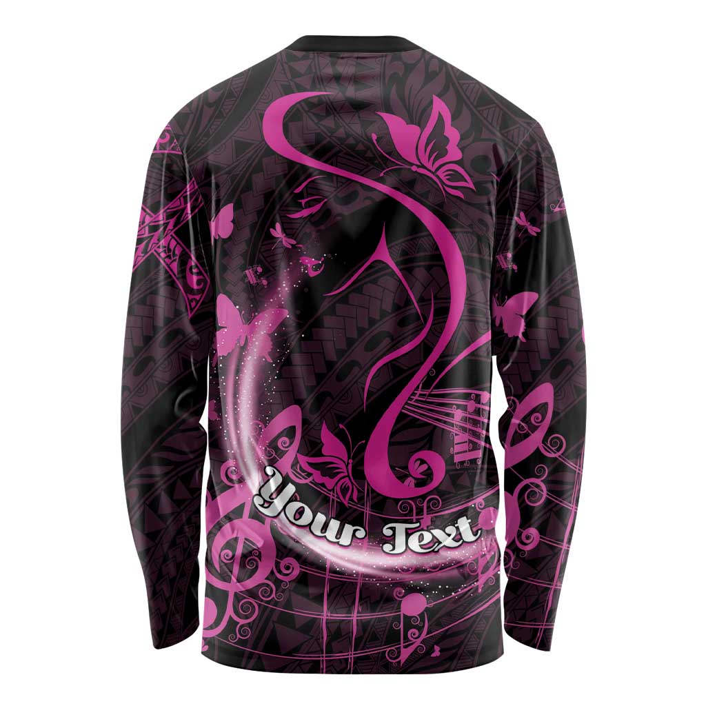 Personalised Survivor Melody Pink Long Sleeve Shirt Breast Cancer Polynesian Pattern LT01 - Polynesian Pride