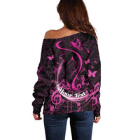 Personalised Survivor Melody Pink Off Shoulder Sweater Breast Cancer Polynesian Pattern LT01 - Polynesian Pride