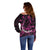 Personalised Survivor Melody Pink Off Shoulder Sweater Breast Cancer Polynesian Pattern