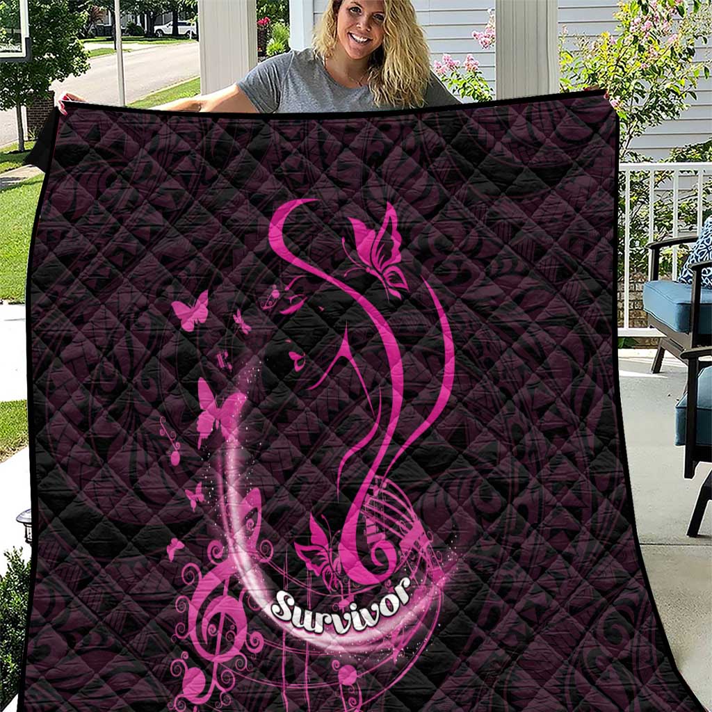 Survivor Melody Pink Quilt Breast Cancer Polynesian Pattern