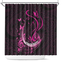 Survivor Melody Pink Shower Curtain Breast Cancer Polynesian Pattern LT01 Pink - Polynesian Pride