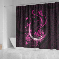 Survivor Melody Pink Shower Curtain Breast Cancer Polynesian Pattern LT01 - Polynesian Pride