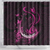 Survivor Melody Pink Shower Curtain Breast Cancer Polynesian Pattern LT01 - Polynesian Pride