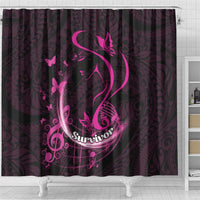 Survivor Melody Pink Shower Curtain Breast Cancer Polynesian Pattern LT01 - Polynesian Pride
