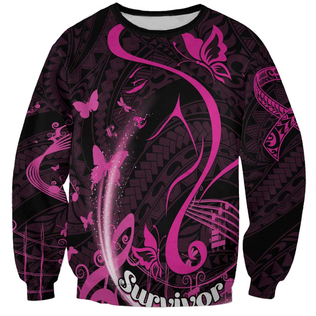 Personalised Survivor Melody Pink Sweatshirt Breast Cancer Polynesian Pattern LT01 Unisex Pink - Polynesian Pride