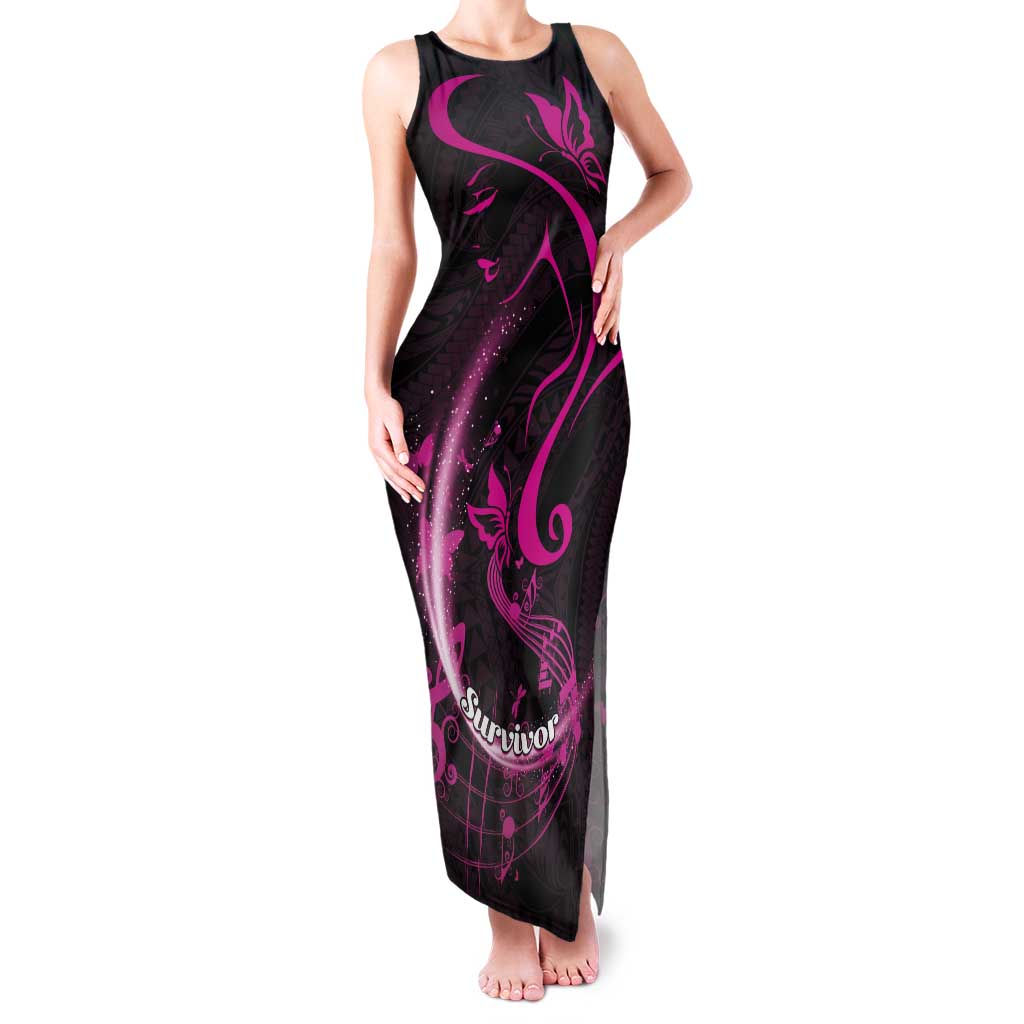 Personalised Survivor Melody Pink Tank Maxi Dress Breast Cancer Polynesian Pattern LT01 Women Pink - Polynesian Pride