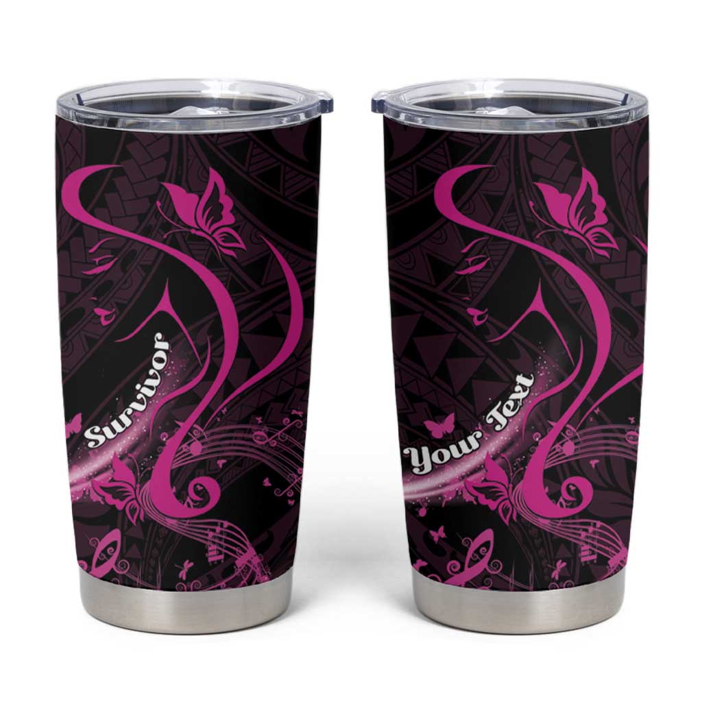 Personalised Survivor Melody Pink Tumbler Cup Breast Cancer Polynesian Pattern LT01 Pink - Polynesian Pride