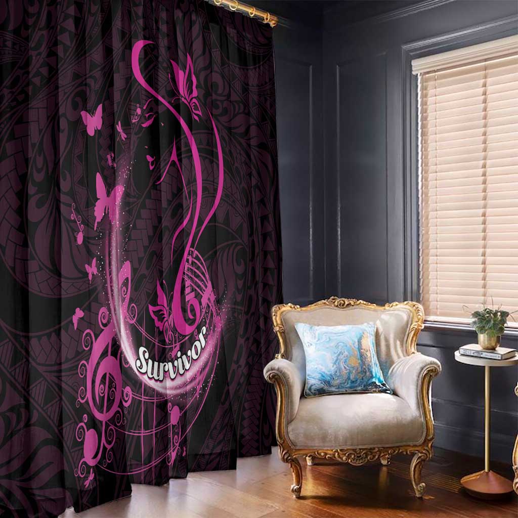 Survivor Melody Pink Window Curtain Breast Cancer Polynesian Pattern LT01 - Polynesian Pride
