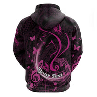 Personalised Survivor Melody Pink Zip Hoodie Breast Cancer Polynesian Pattern LT01 - Polynesian Pride