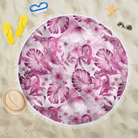 Pink Ribbon Hibiscus Tropical Pattern Beach Blanket Breast Cancer LT01 One Size 150cm Pink - Polynesian Pride
