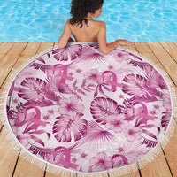 Pink Ribbon Hibiscus Tropical Pattern Beach Blanket Breast Cancer LT01 - Polynesian Pride