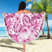 Pink Ribbon Hibiscus Tropical Pattern Beach Blanket Breast Cancer LT01 - Polynesian Pride