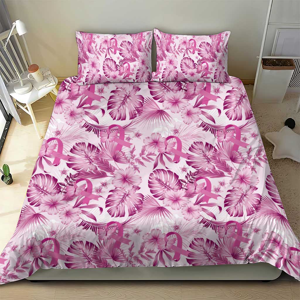 Pink Ribbon Hibiscus Tropical Pattern Bedding Set Breast Cancer LT01 - Polynesian Pride